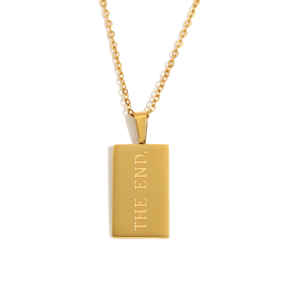 Wholesale Stainless Steel Electroplated Sweater Chain Square Brand English Necklace