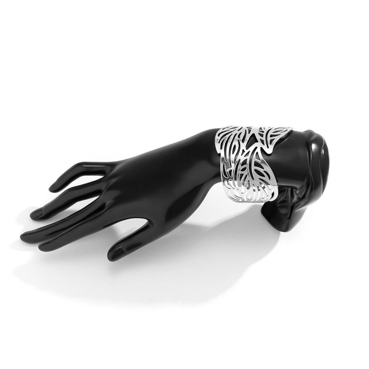 Wholesale Exaggerated Hollow Flower Leaf Opening Metal Bracelets