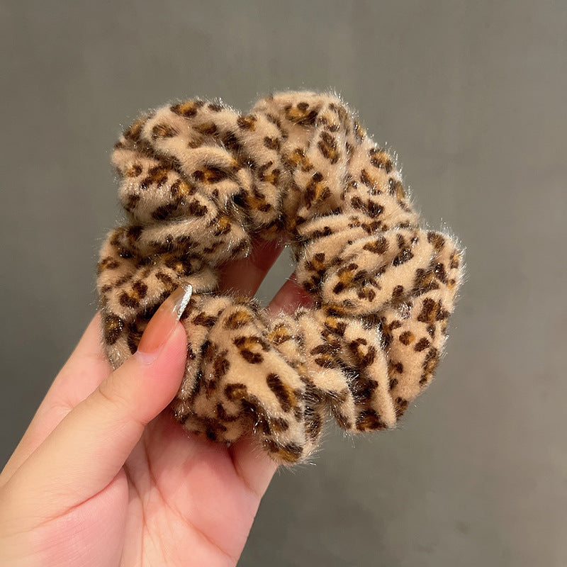 Wholesale Plush Leopard Print Hair Loops