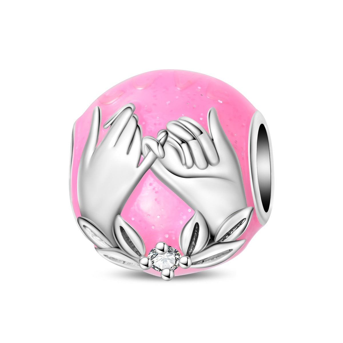 Wholesale Valentine' s Day Series Pink Magic Cube Rose Silver Plated Charms