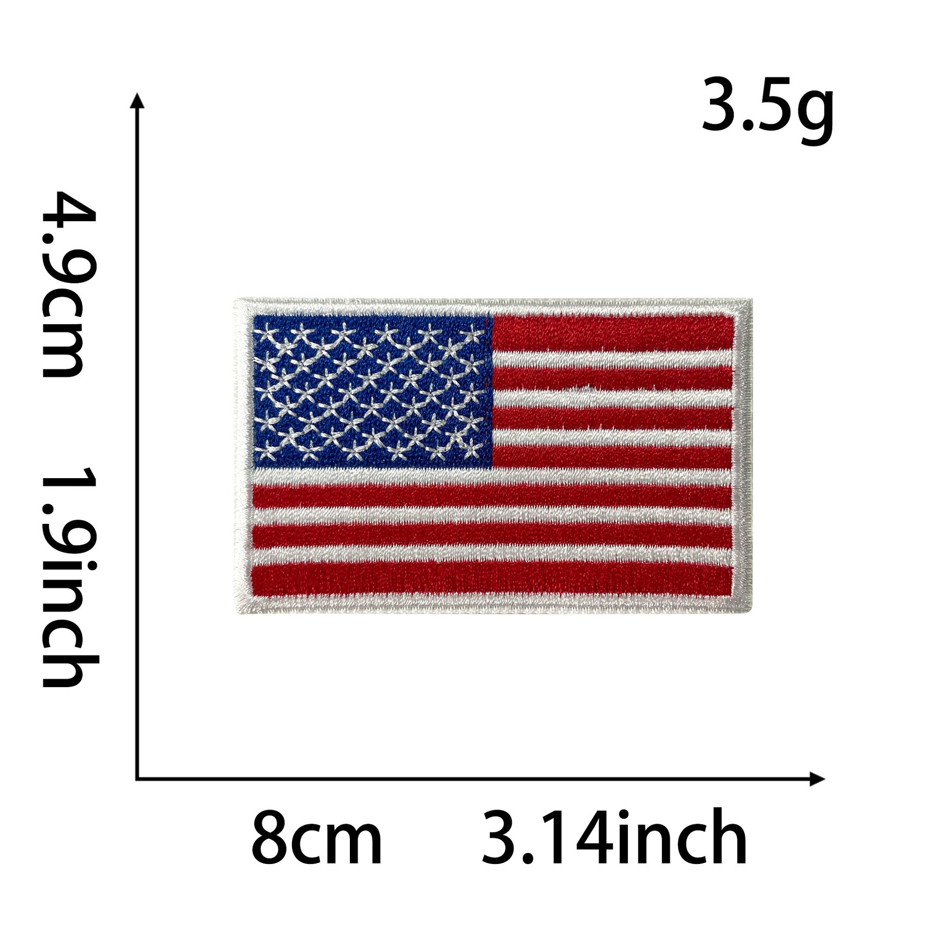 Wholesale Trendy Embroidered American Flag Patch With Gold Trim Hot Melt Adhesive Backing For Coats