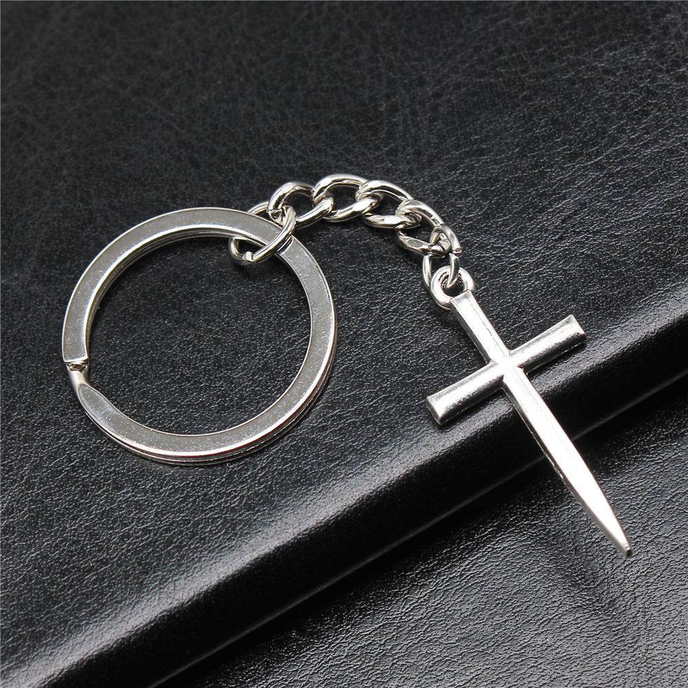 Wholesale 10PCS Cross Pendant Metal Keychain