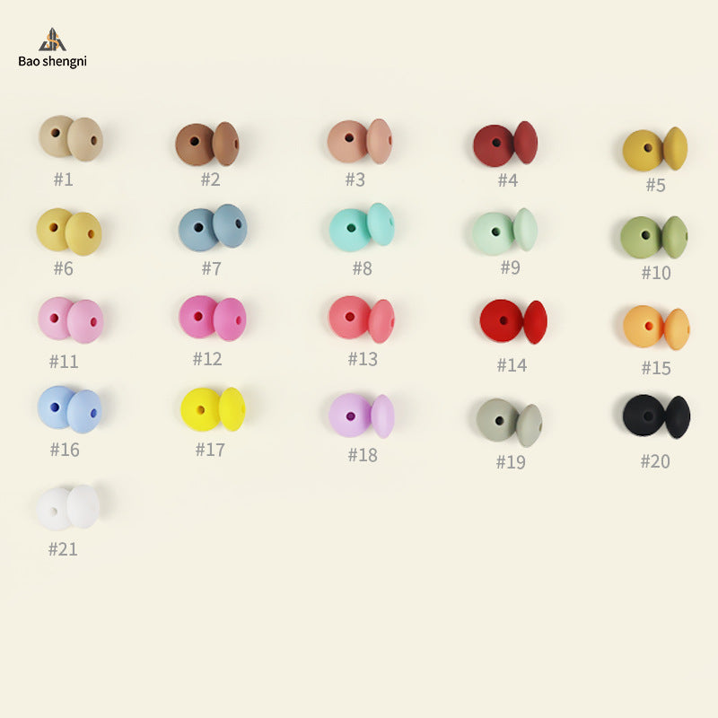 Wholesale  100pcs/pack Silicone single color 12mm abacus beads flat beads