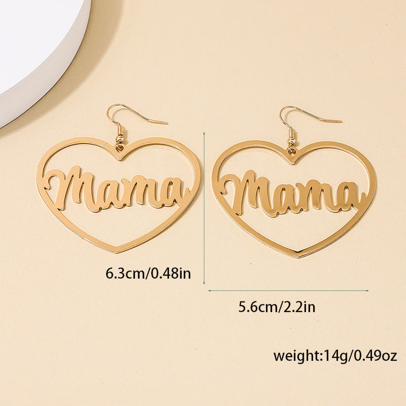 Wholesale Love Letter MAMA Peach Heart Mother's Day Earrings