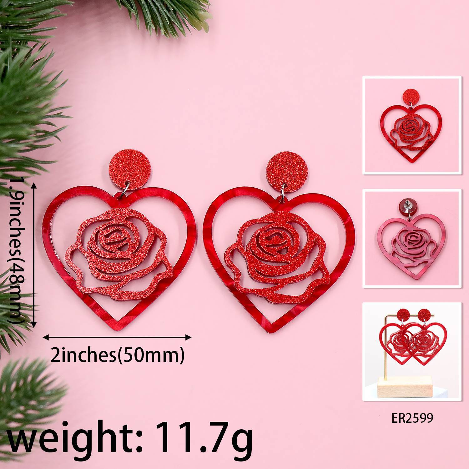 Wholesale Valentine's Day accessories rose vintage earrings