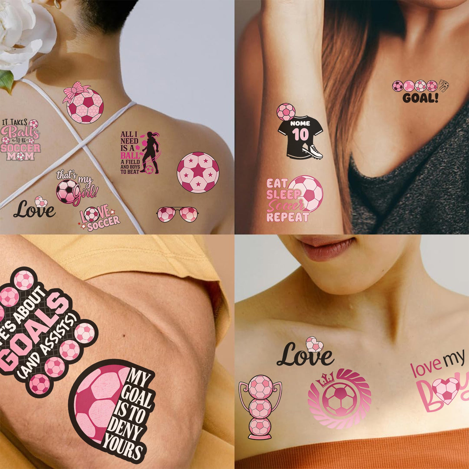 Wholesale 10pcs Children' s Cartoon Pink Football World Cup Tattoo Stickers