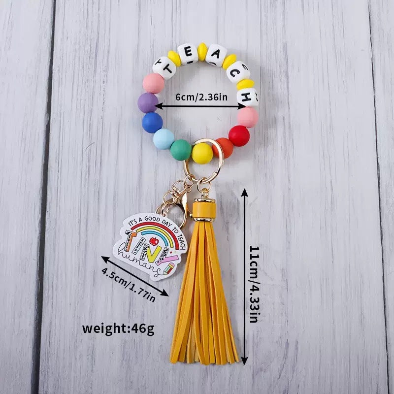 Wholesale Teacher' s Day jewelry silicone bead keychain