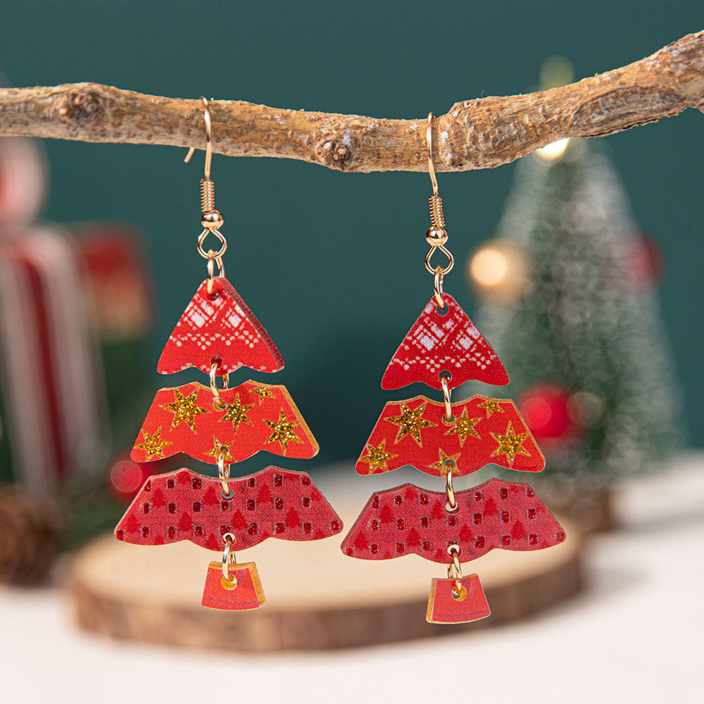 Wholesale Christmas gradient color earrings