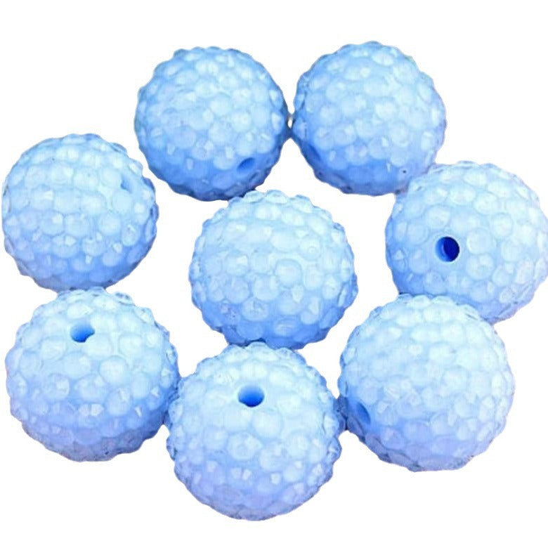 Wholesale 5pcs 10-22mm Light Blue Inlaid Resin Diamond Acrylic Loose Beads