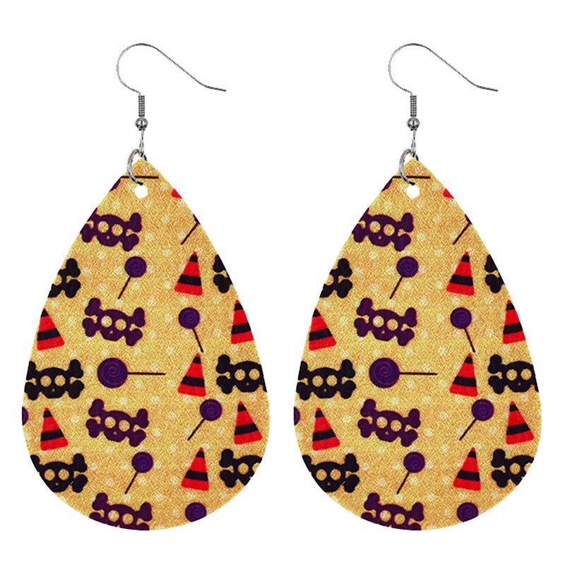 Wholesale Bat Elf Water Drop  Leather Earrings