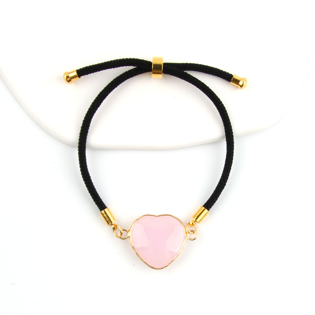 Wholesale Natural Stone Amethyst Heart-shaped Edge Adjustable Love Bracelet