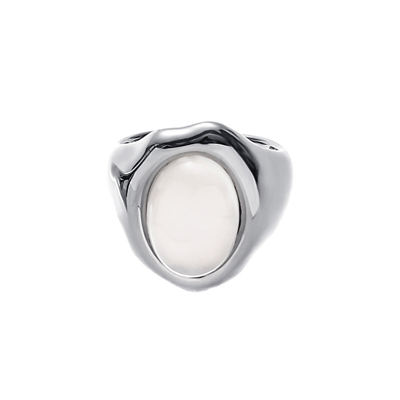 Wholesale white Agate black agate egg stone open ring