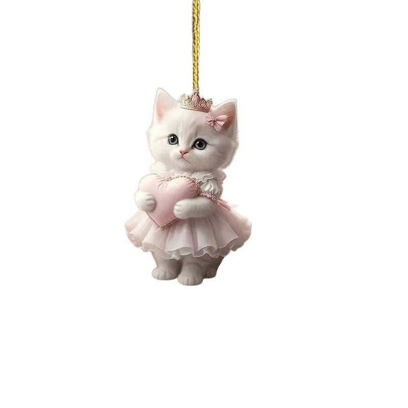 Wholesale Little white cat car pendant acrylic flat ornament