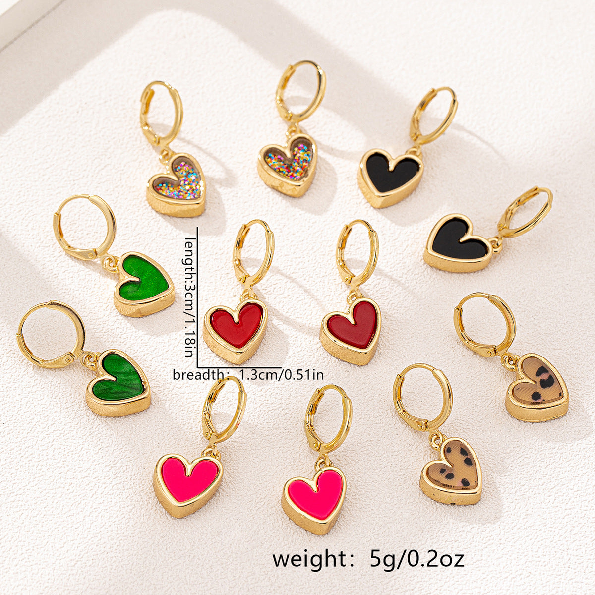Wholesale 6 pcs/12 pcs set fashion exquisite zinc alloy oil leopard love earrings suit