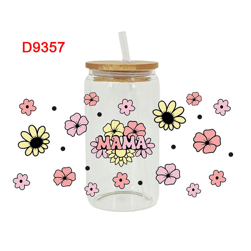 Wholesale Mother's Day Colored Alphabet   16oz Cup UV DTF Wraps