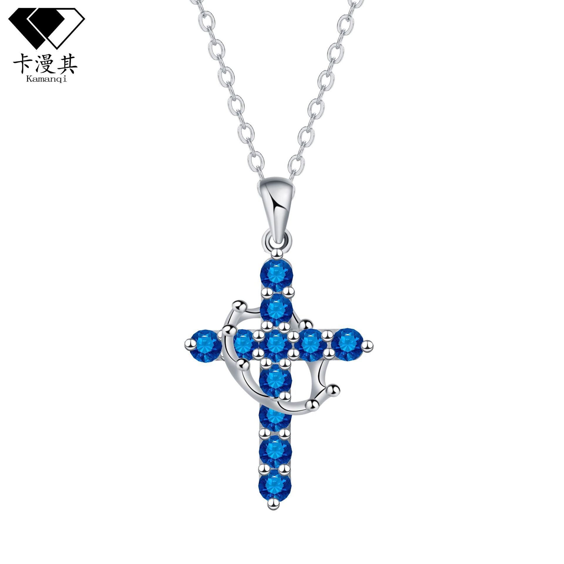 Wholesale Crown Cross Necklace Multi-Color Jewelry