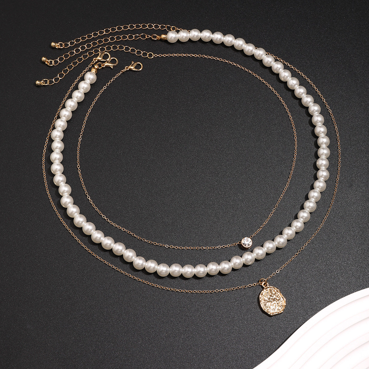 Wholesale Men's Three -dimensional Diamond Pearl Necklace