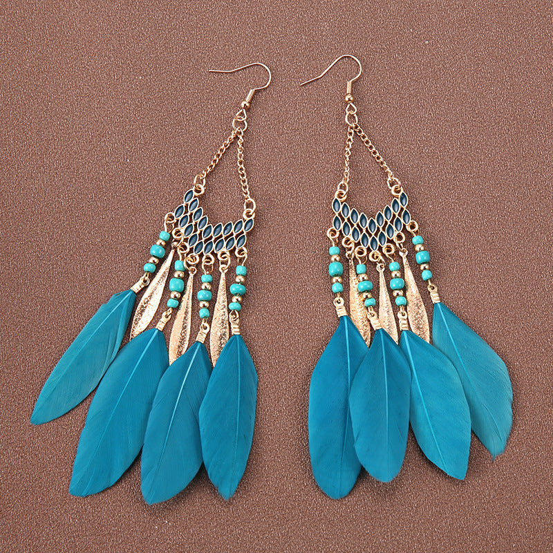 Wholesale Bohemian feather earrings
