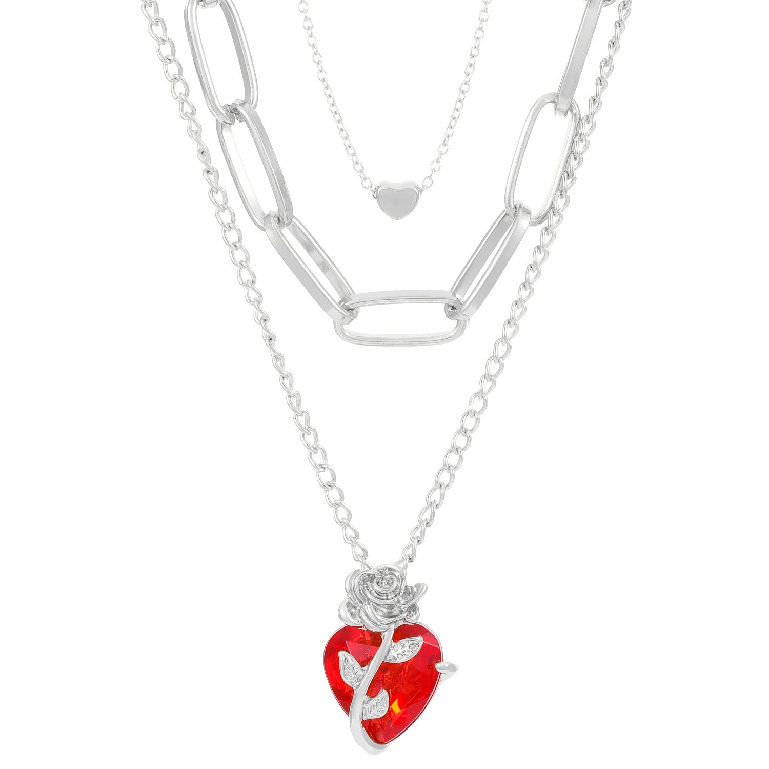 Wholesale Love Rose Necklace Gothic Wrapped Flower Heart-shaped Clavicle Chain Valentine's Day