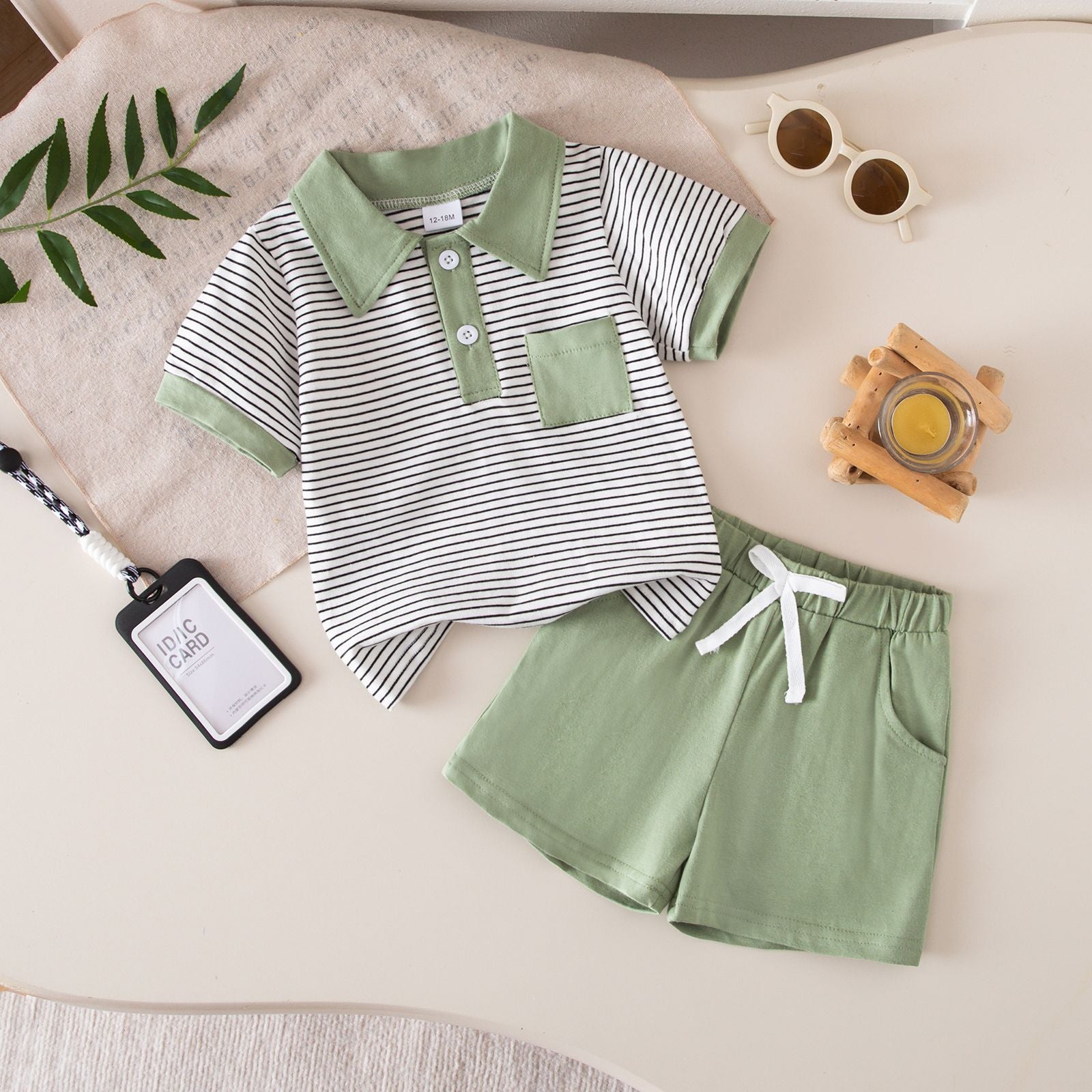 Wholesale Stylish Boys Summer Striped Short Sleeve Top And Shorts Set Everyday Casual Outfit For Kids 3 8 Gift Resale