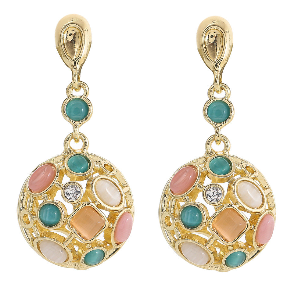 Wholesale Vintage Long Geometric Diamond Cat's Eye Earrings