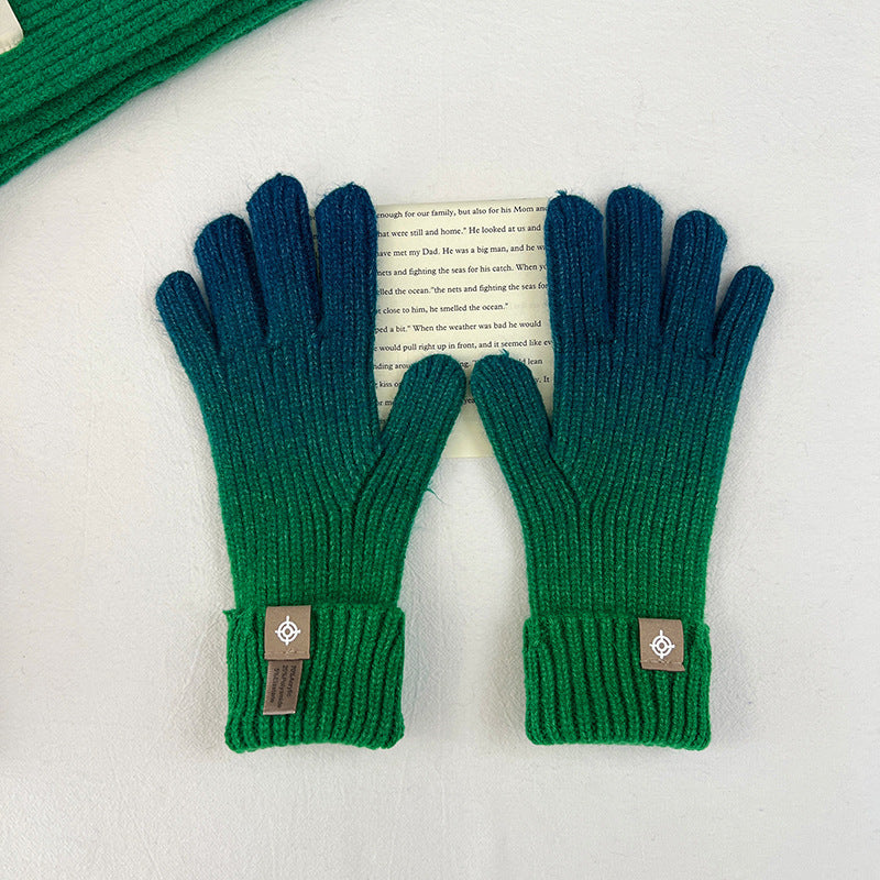 Wholesale Rainbow Gradient Color Autumn and Winter Knitted Fingerless Split Finger Touch Screen Warm Windproof Gloves