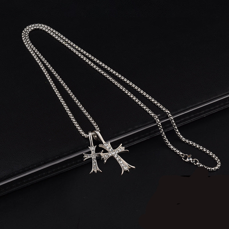 Wholesale Personalized retro trend double cross necklace
