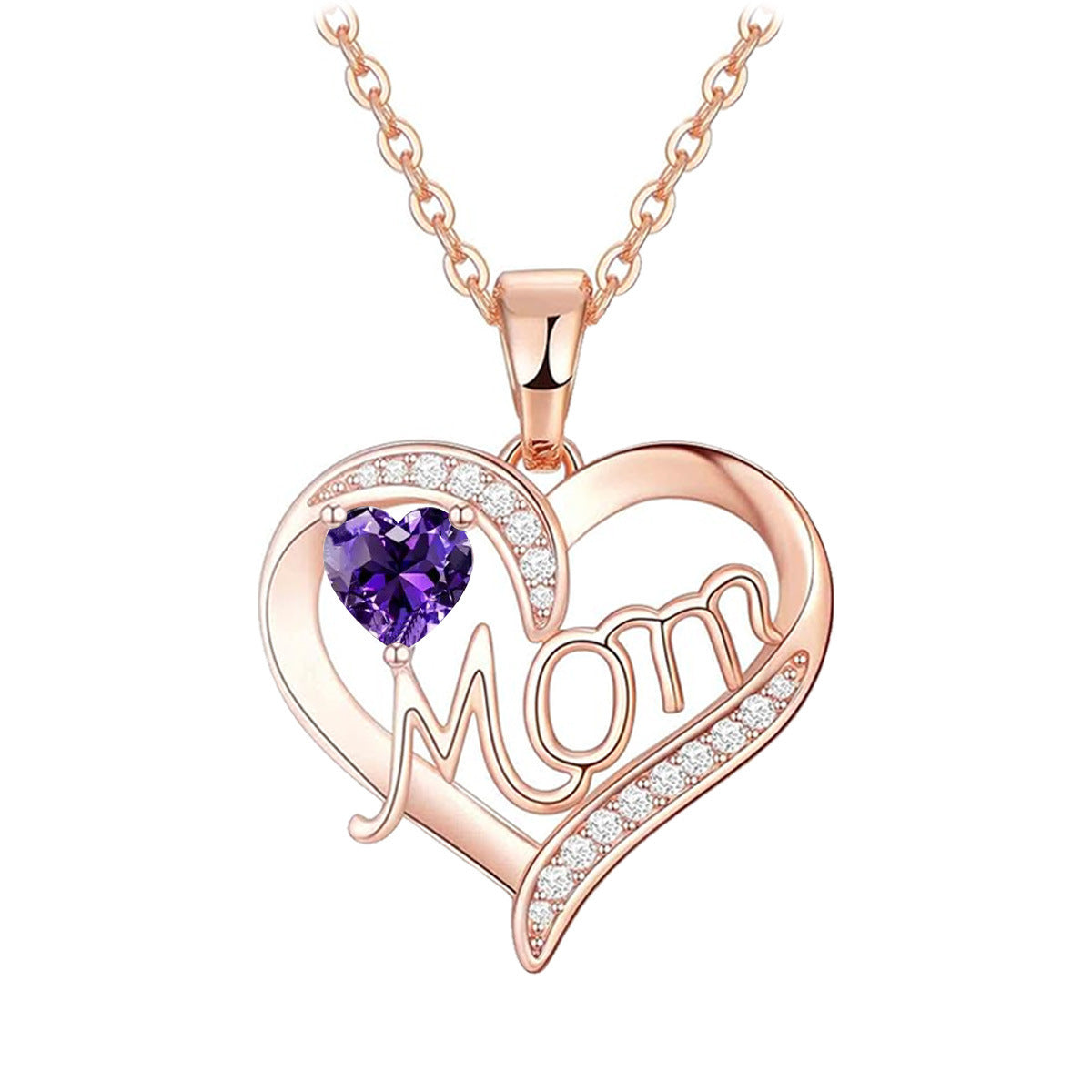 Wholesale Mother's Day gift heart-shaped letter ' MoM'  necklace jewelry