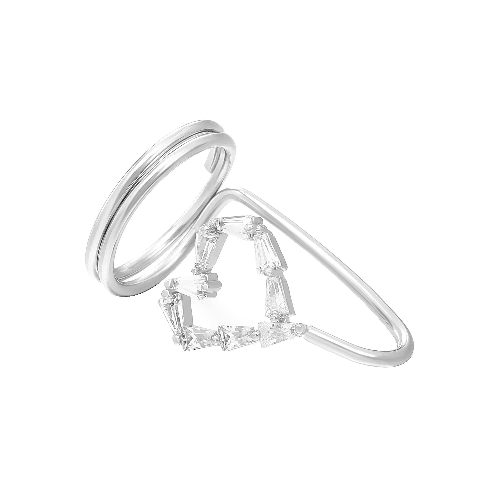 Wholesale Geometric Diamond Open Nail Ring