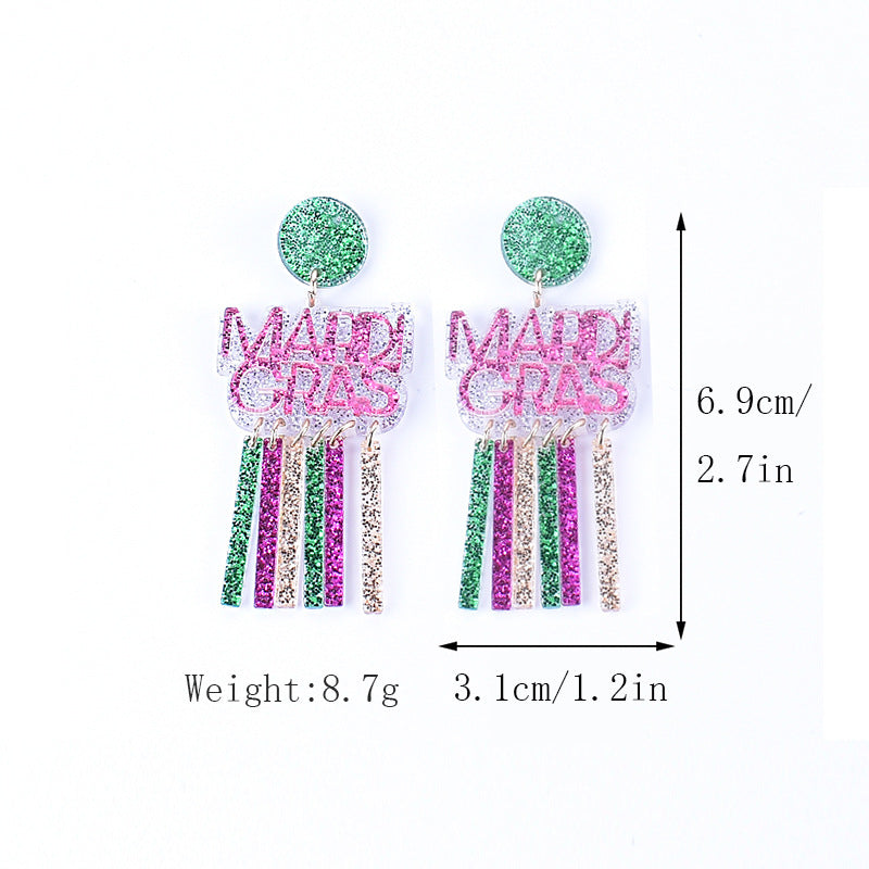 Wholesale Carnival earrings purple green yellow five-pointed star Crown Clown mask lobster earrings