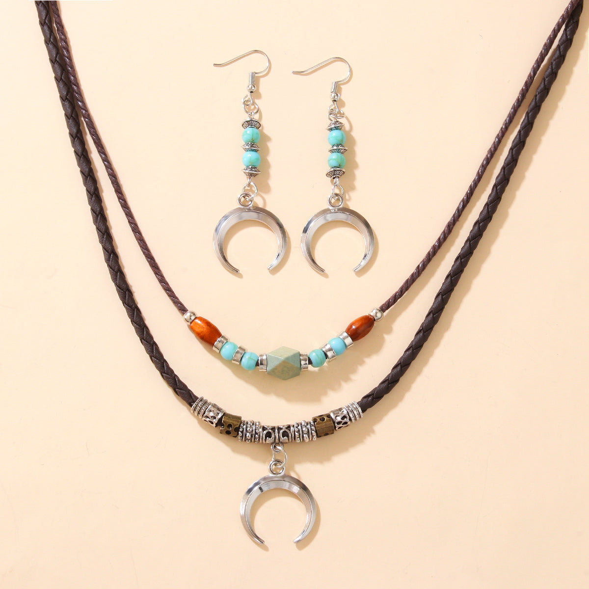 Wholesale Vintage Alloy Cross Love Wolf Tooth Pendant Beaded Necklace