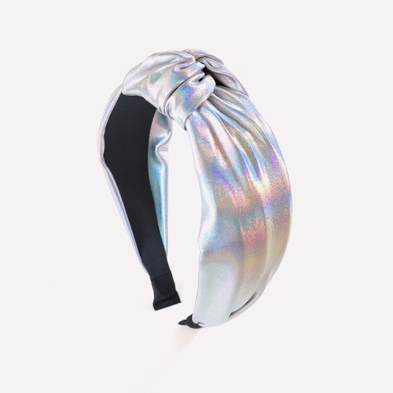 Wholesale Simple Wide Edge Colorful Shiny Leather Tied Hair Hoops