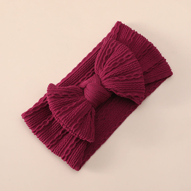 Boquero al por mayor nudo de nylon estirado Jacquard Diadema para bebés