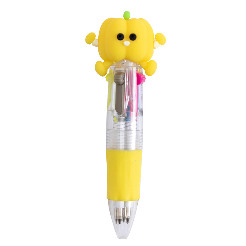 Wholesale Cartoon Cute Four Color Button Colored Plastic Ballpoint Pen