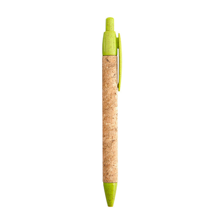 Wholesale of New Environmentally Friendly and Biodegradable Wheat Straw Straw Pen Pattern Paper Tube Cork Ballpoint Pen