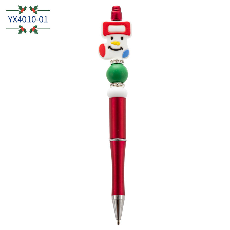 Wholesale Christmas Cartoon Silicone Handmade Beaded Pen Ballpoint Pen