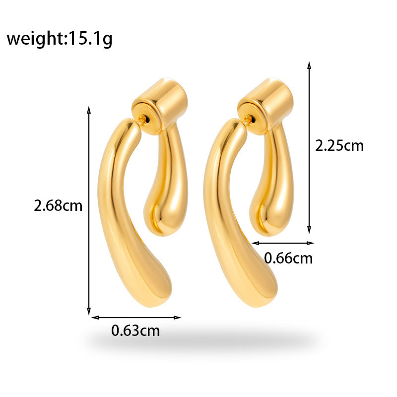 Wholesale 2pcs Titanium Steel Fashionable Liquid Long Irregular Earrings
