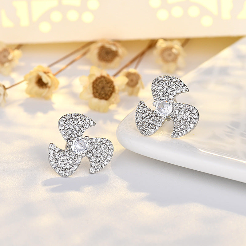 Wholesale Sterling Silver Pinwheel Copper Stud Earrings