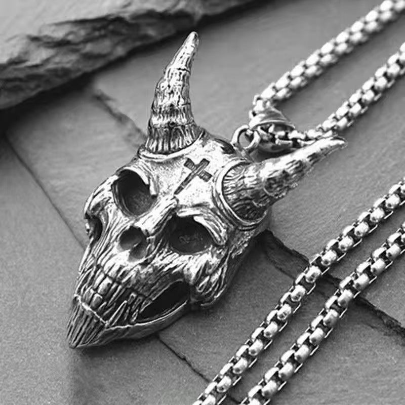 Wholesale Fashion  Hip-Hop Necklace for Men, Personalized Punk Style Steel Chain Pendan