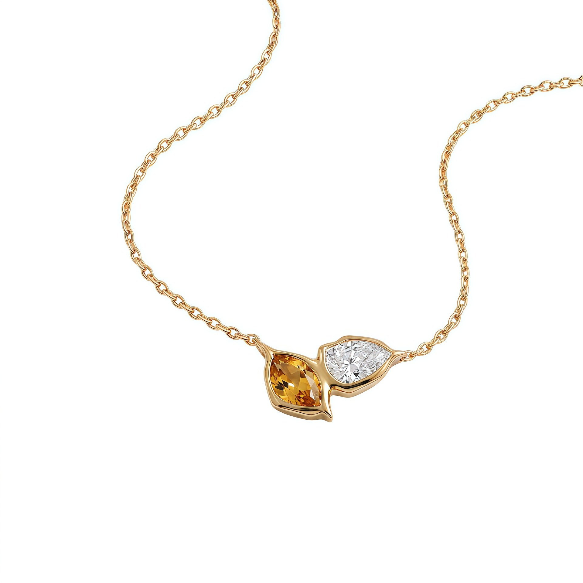 Wholesale Stylish 12 Birthstone Leaf Pendant Necklace Stainless Steel Electroplated Fashion Jewelry Gift