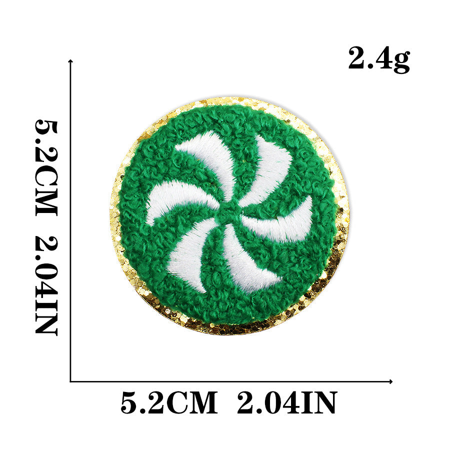 Wholesale Christmas Snowman Embroidered Chenille Sew On Patches Gold Trim For Clothing DIY Craft Supply