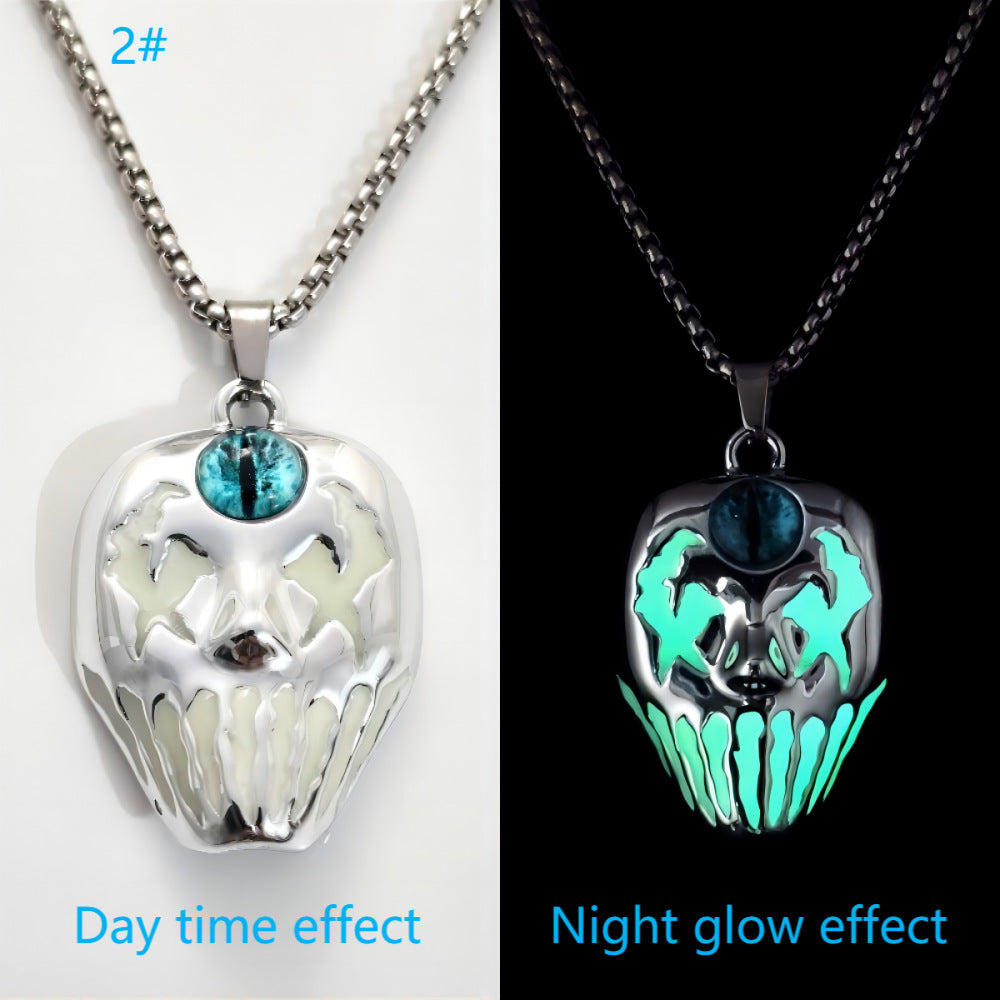 Wholesale Halloween Joker Luminous Mask Skull Face Necklace