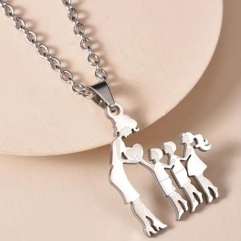 Wholesale Stainless steel mother and daughter son necklace