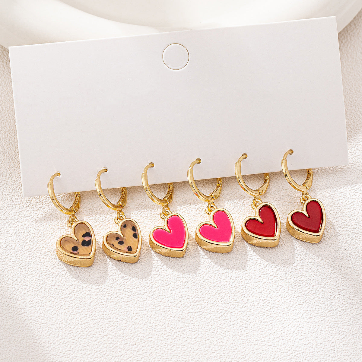 Wholesale 6 pcs/12 pcs set fashion exquisite zinc alloy oil leopard love earrings suit