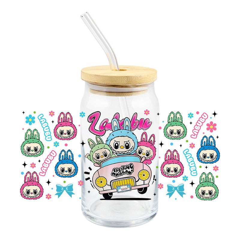 Wholesale 5pcs Colorful cute cartoon 16oz Cup UV DTF Wraps