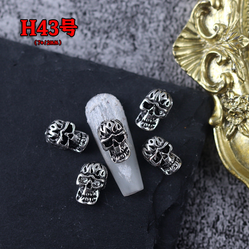 Wholesale Ancient Silver Alloy Angel Skull Nail Art Charms For  Dark Retro Style