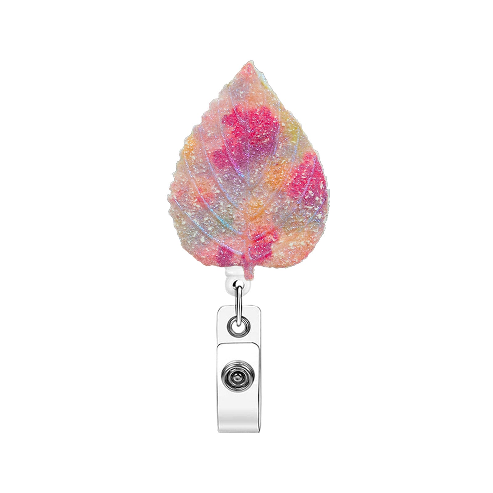 Wholesale Maple Leaf Tree Gradient Glitter Retractable Badge