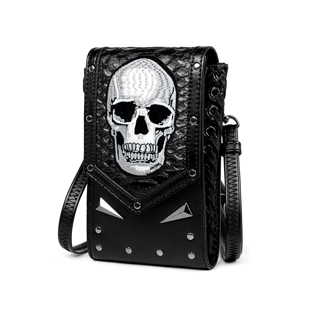 Wholesale PU Outdoor Skull Motorcycle Bag Phone Bag