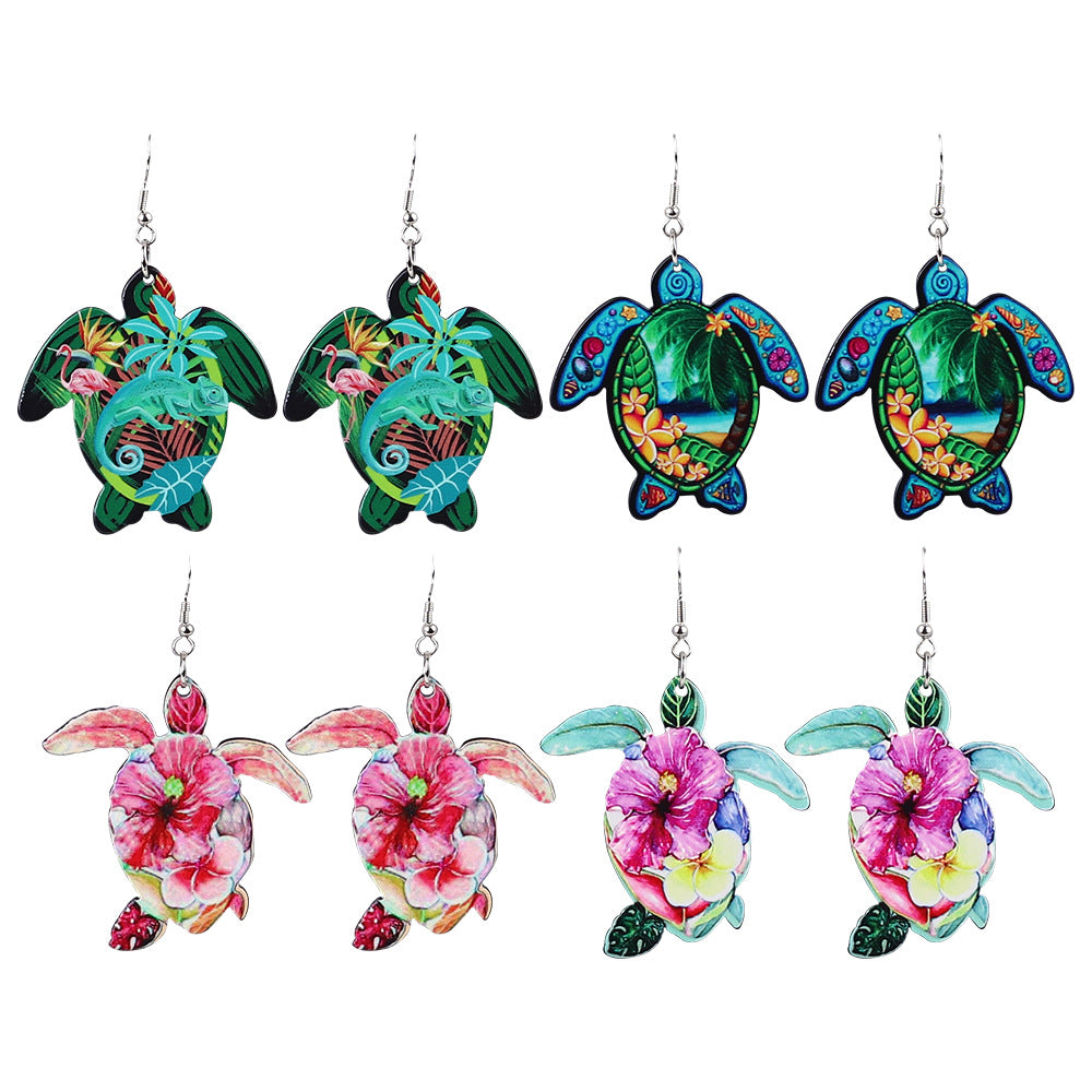 Wholesale Boho Turtle Turtle Acrylic Print Pattern Earrings