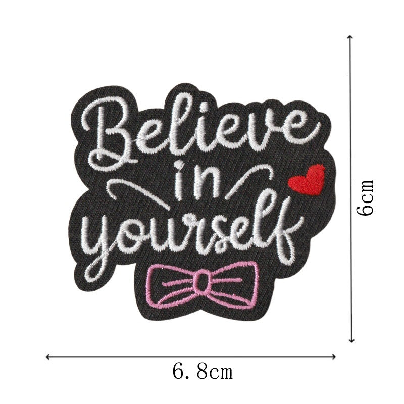 Wholesale Embroidered Patch Set Of 9 Cartoon Math English Phrase Iron On Applique For Clothing Bags Towels DIY Craft Supply